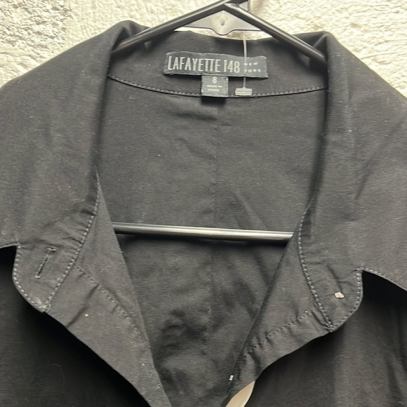 Lafayette 148 Black Button down with pockets sz 8 - Picture 4 of 7